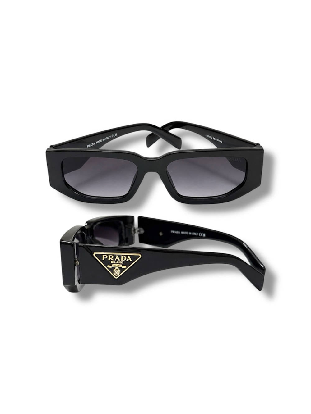 NEW PRADA-Black Rectangular Women's Sunglasses-Sunglasses Only - Picture 3 of 4
